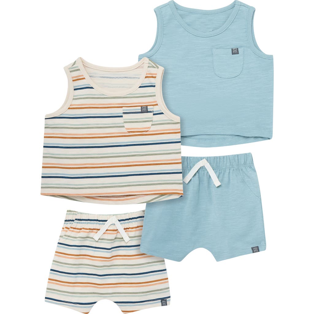Modern Moments™ By Gerber Sleeveless Shirt And Shorts Set In Beige Stripe/md Teal