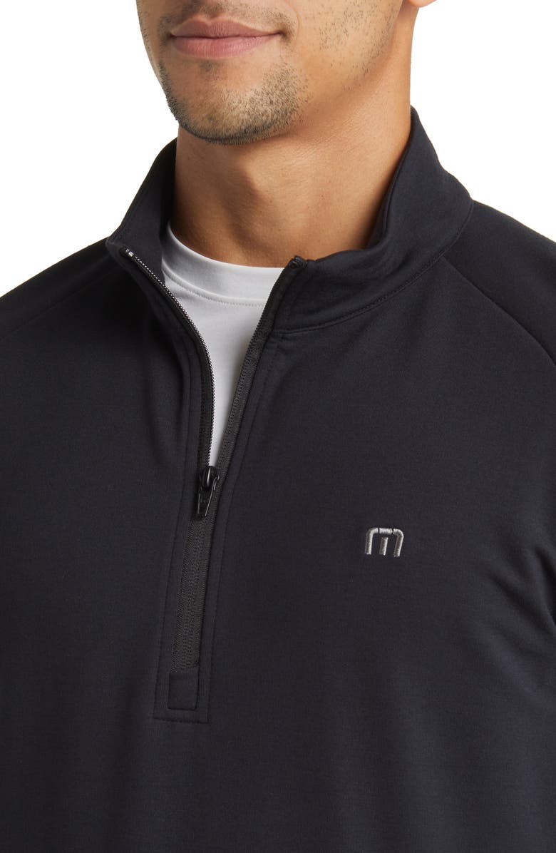 TravisMathew Valiant Quarter Zip Pullover, Alternate, color, Black
