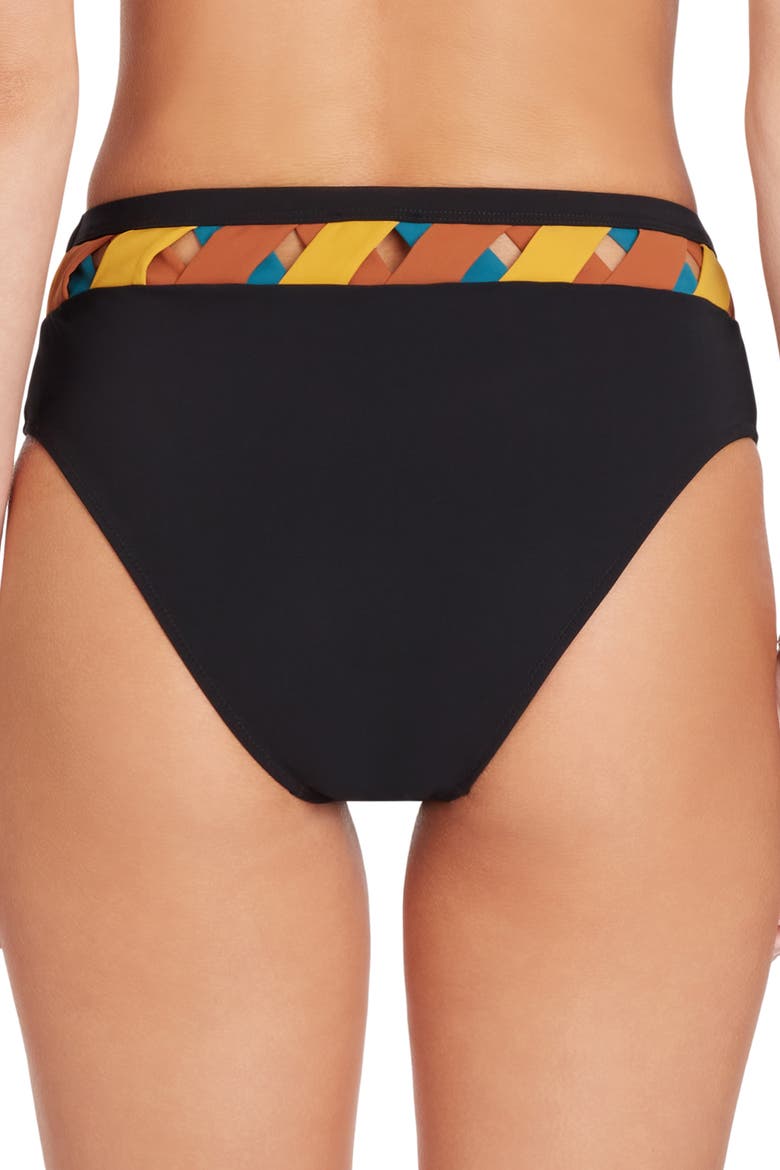 Martinique High Waist Bikini Bottom, Alternate, color, Black