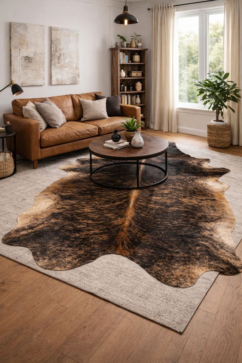 Eco Hides Brindle Cowhide Rug 7'7" × 5'10", Alternate, color, Brindle