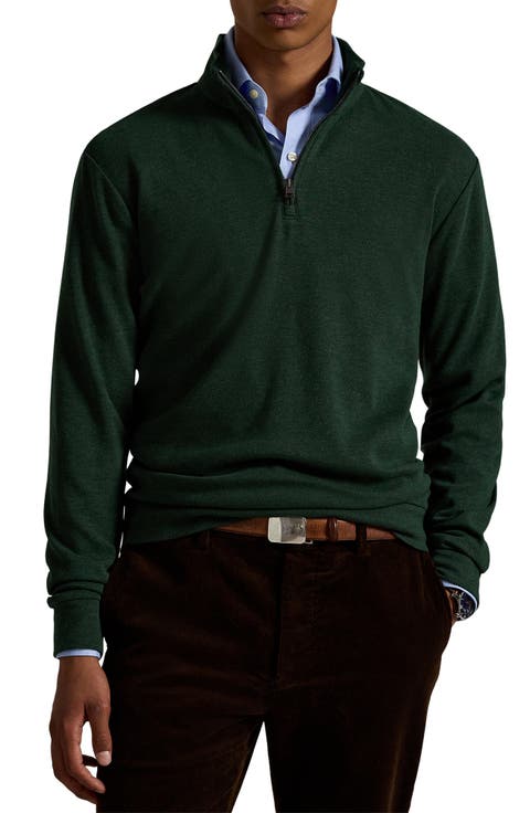 Textured Double Knit Quarter Zip Pullover