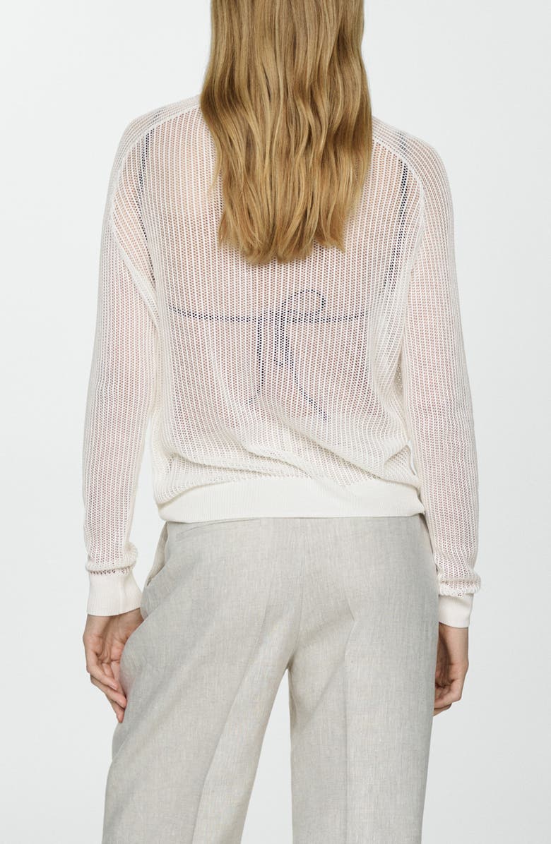 MANGO Holes Sheer Crewneck Sweater, Alternate, color,
