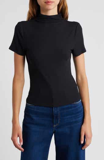 PAIGE Blanche Mock Neck Rib Top