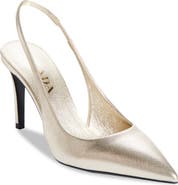 Prada Saffiano Metallic Leather Slingback Pump