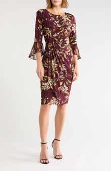 Bell Sleeve Gathered Midi Dress