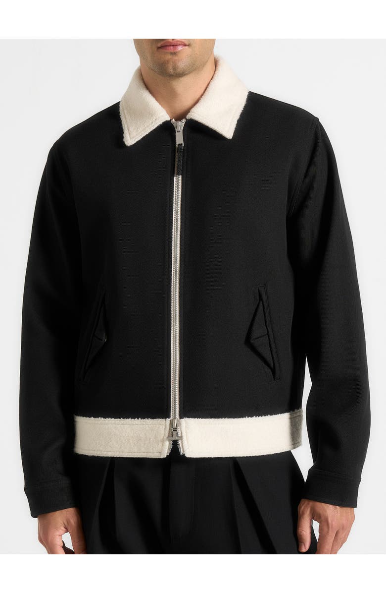 Manière De Voir Keith Twill Contrast Jacket, Alternate, color, Black