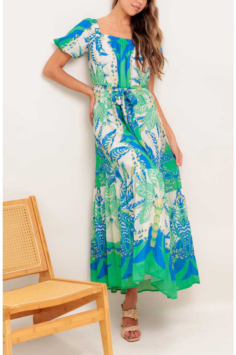Print Maxi Dress, Alternate, color, GREEN BLUE