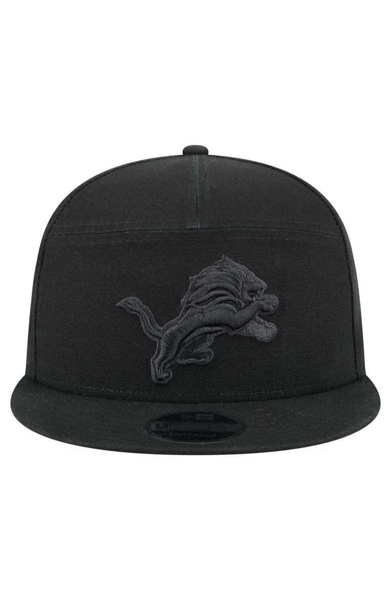 New Era Men's New Era Black Detroit Lions Adventure Canvas Split Panel 9FIFTY Snapback Hat, Alternate, color, Black