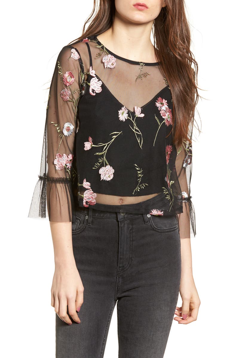 Ten Sixty Sherman Embroidered Mesh Top, Main, color, 