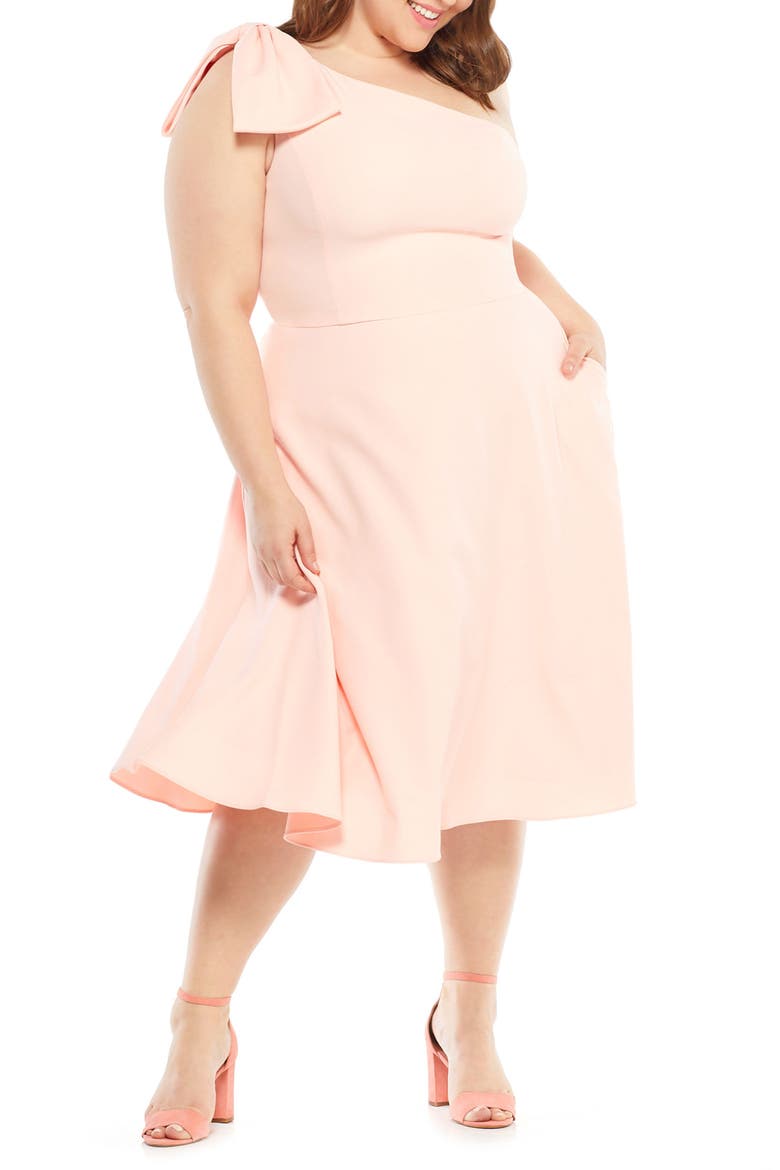 Yvonne Dream Crepe One-Shoulder Dress, Alternate, color, ROSE QUARTZ