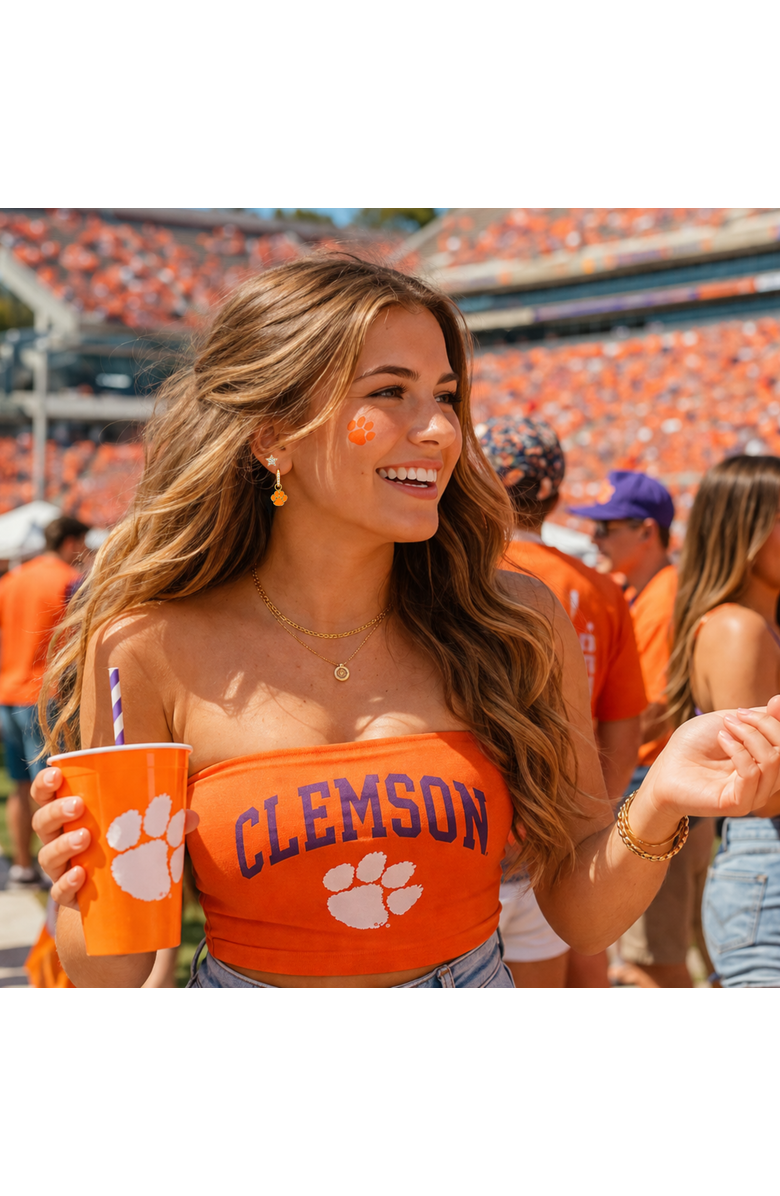 Color Shout Clemson University Pennant Pair Earring Set, Alternate, color, Yellow Gold