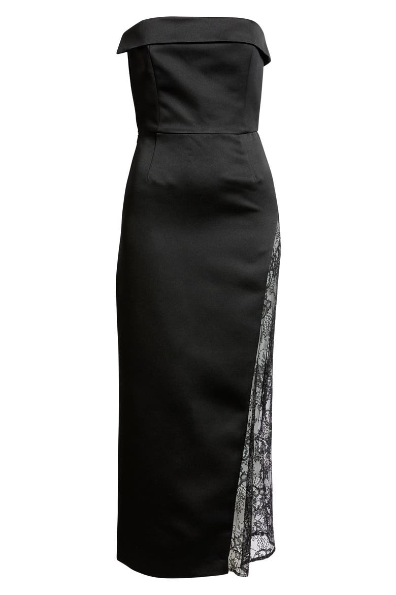 Nourisse Lace Inset Strapless Gown, Alternate, color, BLACK