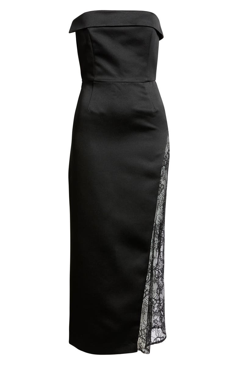 Delfi Collective Nourisse Lace Inset Strapless Gown, Alternate, color, Black