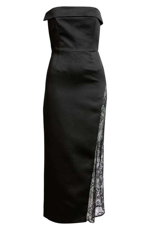 Delfi Collective Nourisse Lace Inset Strapless Gown In Black