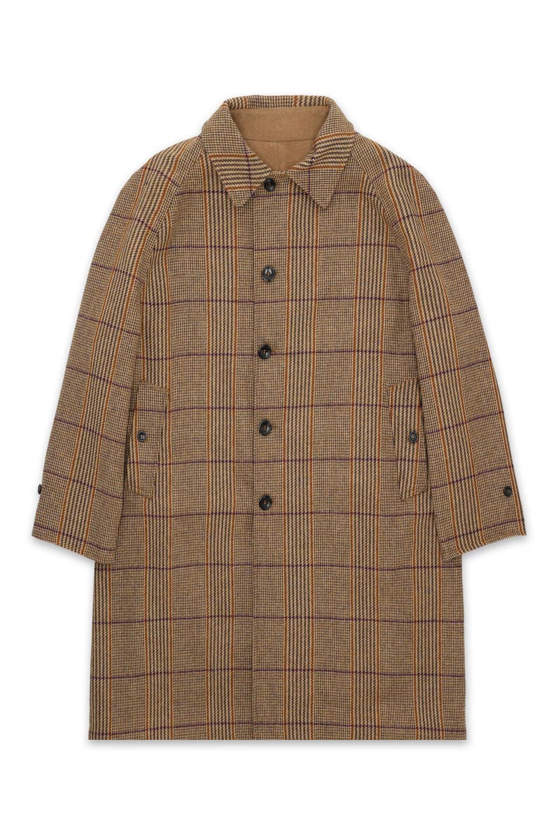 Fortela Stanford Check Wool Double-Faced Single-Breasted Coat, Main, color, Beige