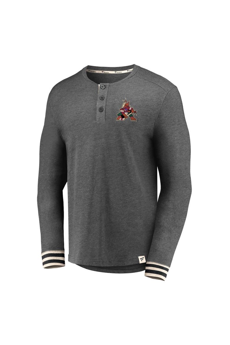 Men's Fanatics Branded Heathered Charcoal Arizona Coyotes True Classics Henley Long Sleeve T-Shirt, Alternate, color, Heather Charcoal