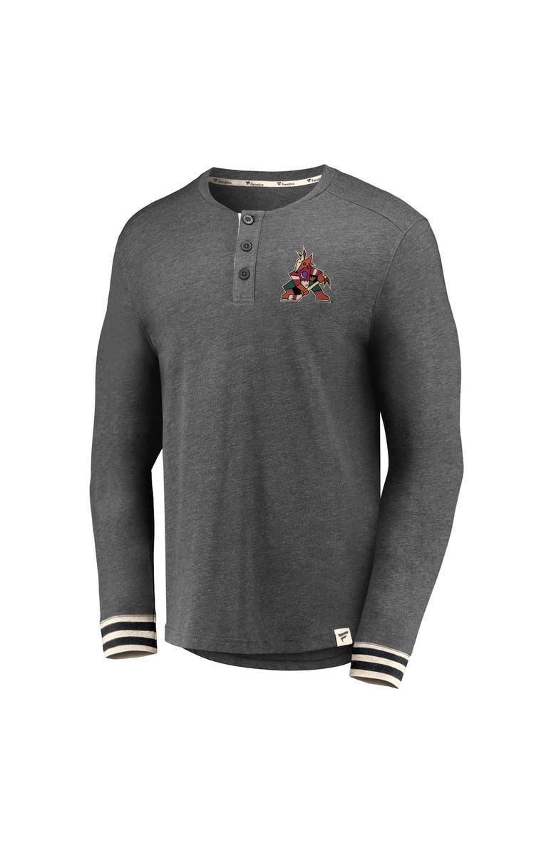 FANATICS Men's Fanatics Branded Heathered Charcoal Arizona Coyotes True Classics Henley Long Sleeve T-Shirt, Alternate, color, Heather Charcoal