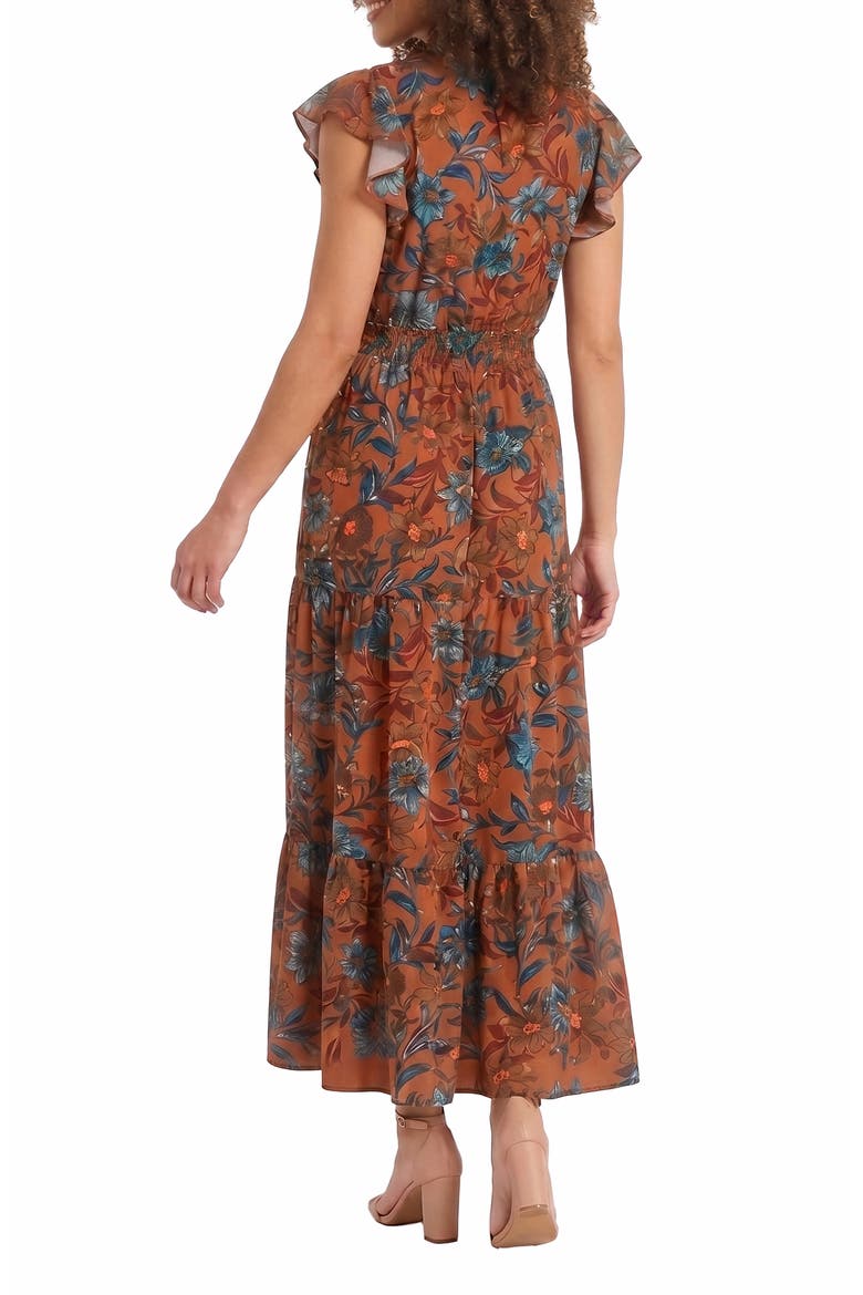 Ruffle Flutter Sleeve Dress, Alternate, color, TANDOORI SPICE/MELON