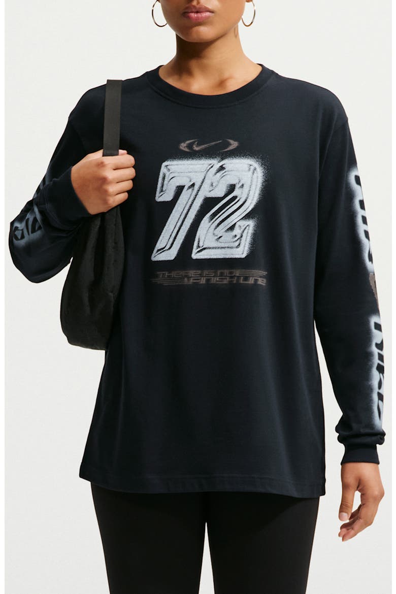Sportswear Airbrushed Graphic Long Sleeve T-Shirt, Main, color, BLACK