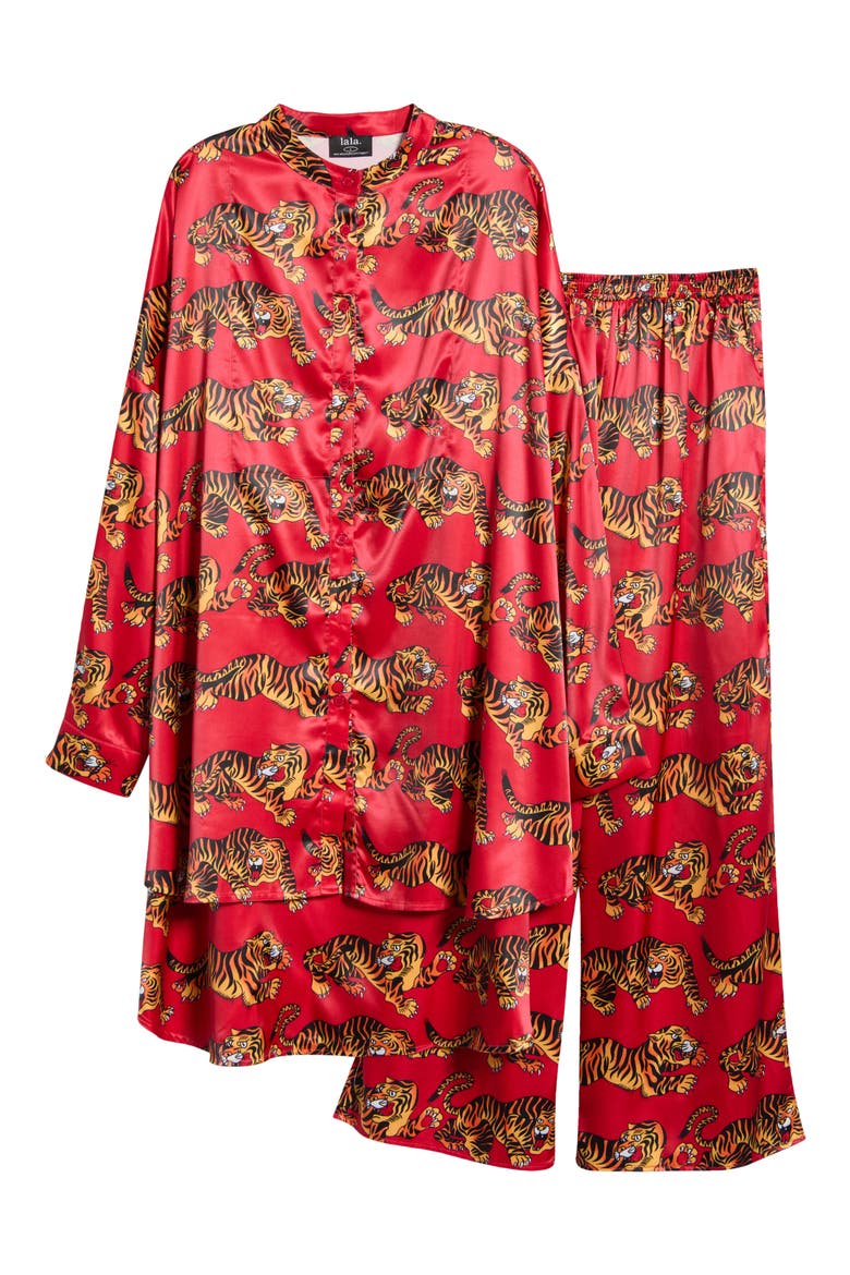 Satin Playsuit Set, Alternate, color, RED TIGER