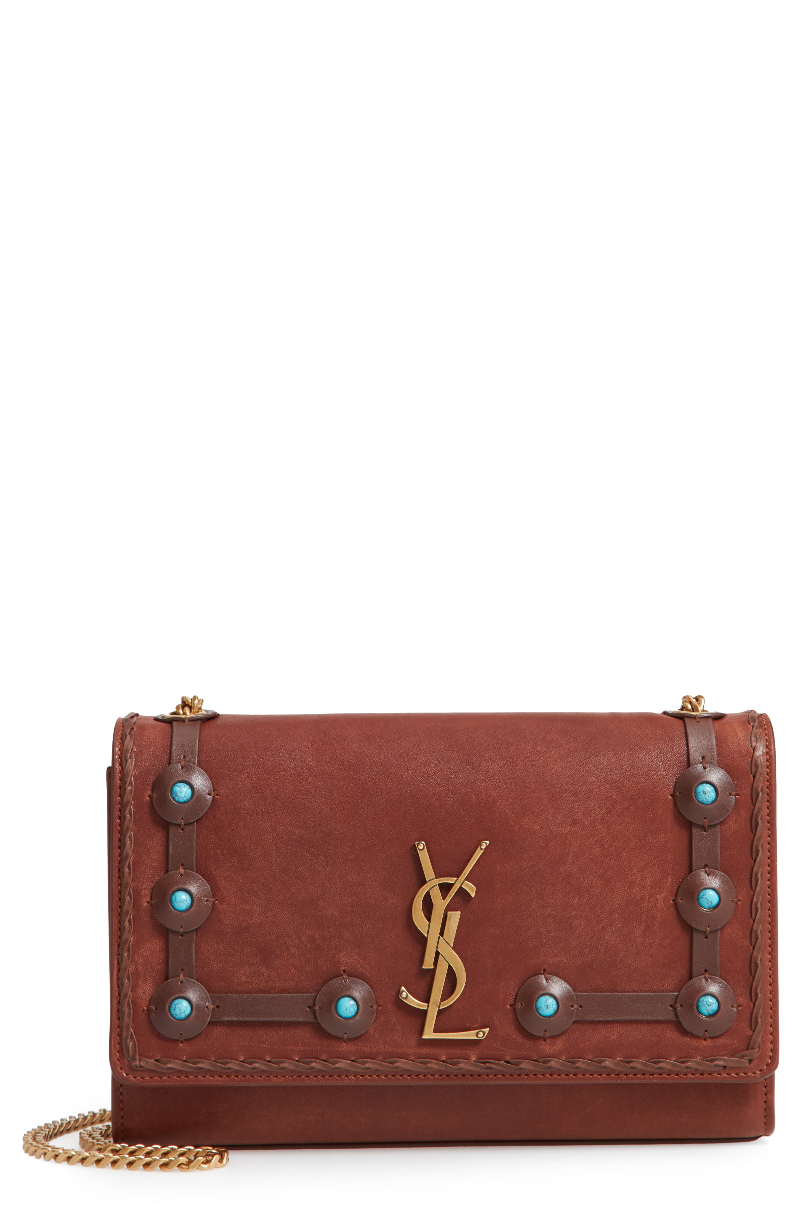 Saint Laurent Medium Kate Studded Leather Crossbody Bag, Main, color, 