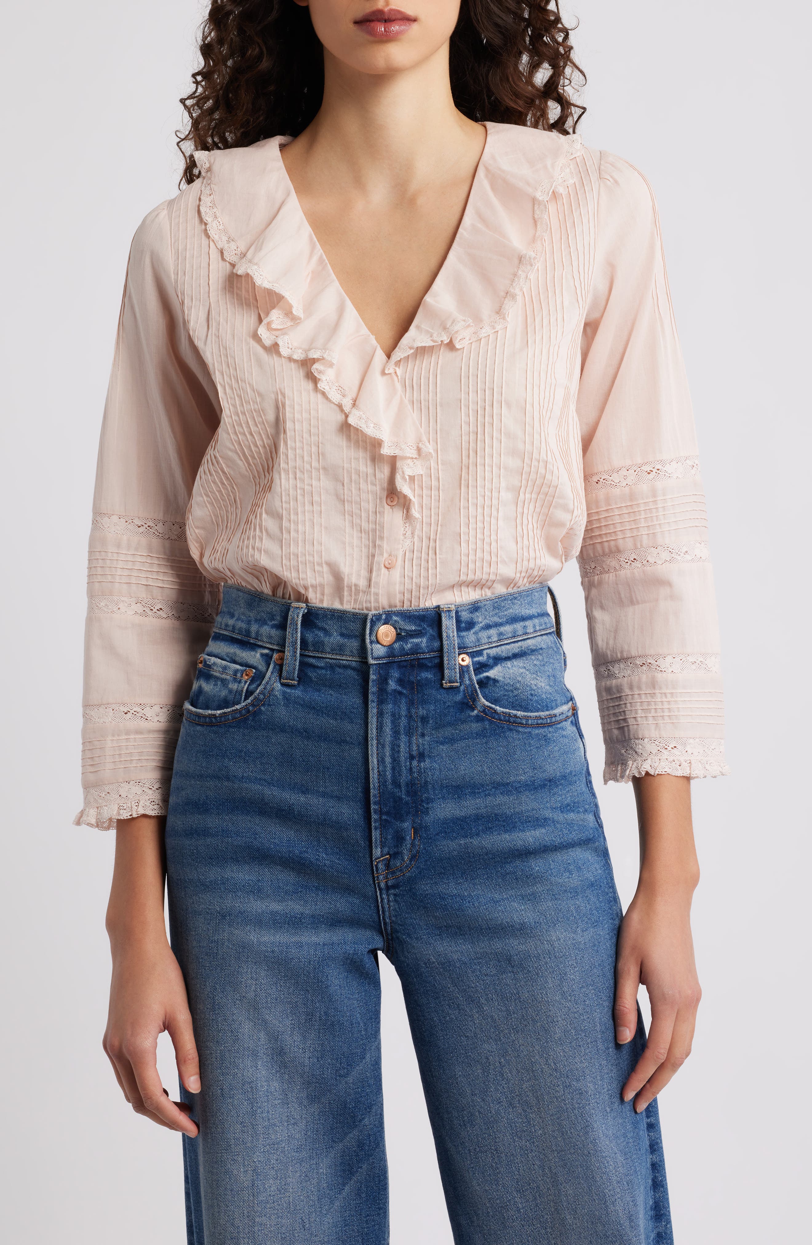 Huguette Pintuck Ruffle Top