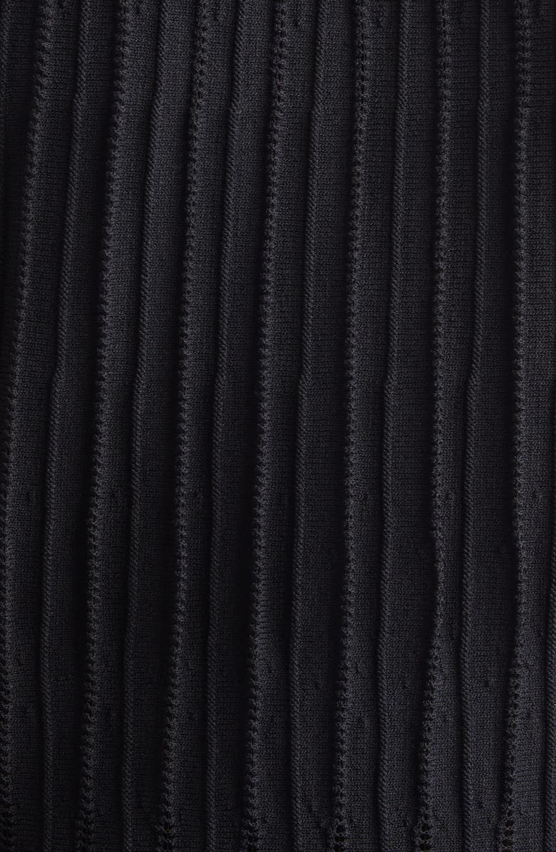 Balmain Fringed Pointelle Rib Sweater Dress, Alternate, color, 0Pa Black