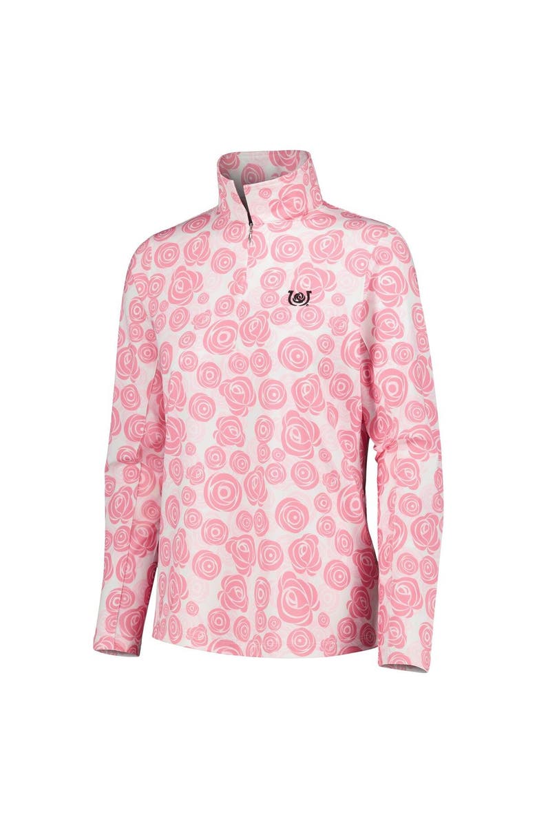 Future Trends Women's White/Pink Kentucky Derby Icon Roses EcoTec Quarter-Zip Sun Shirt, Alternate, color, 