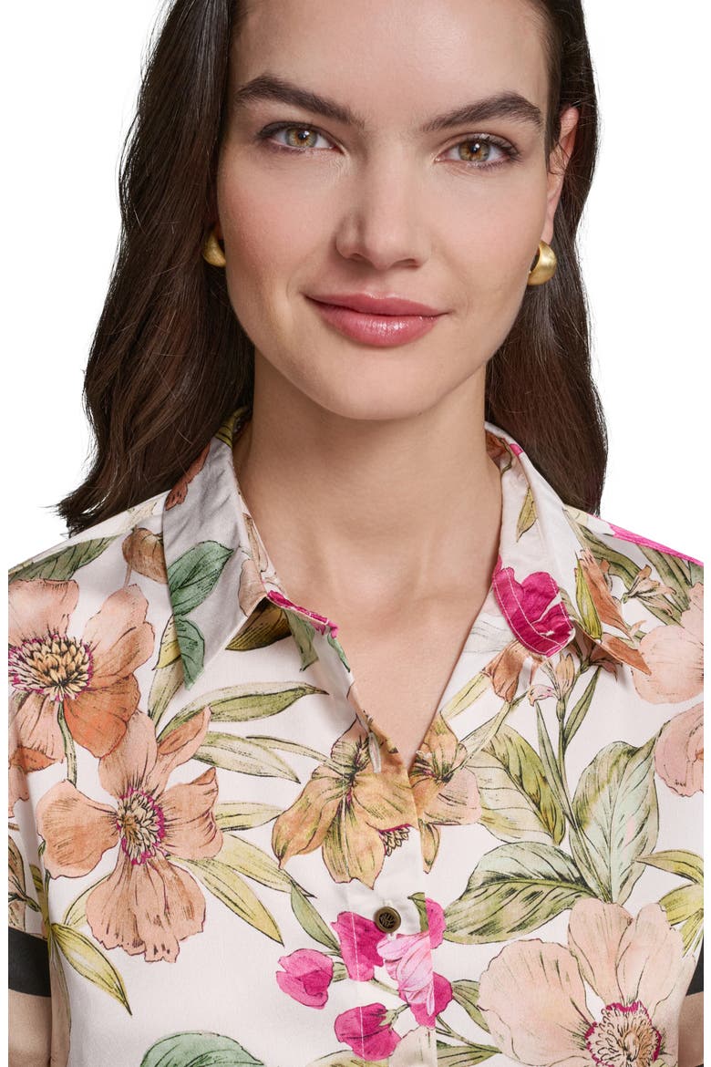 Floral Short Sleeve Button-Up Shirt, Alternate, color, BISQUE/ LIGHT BLUSH COMBO