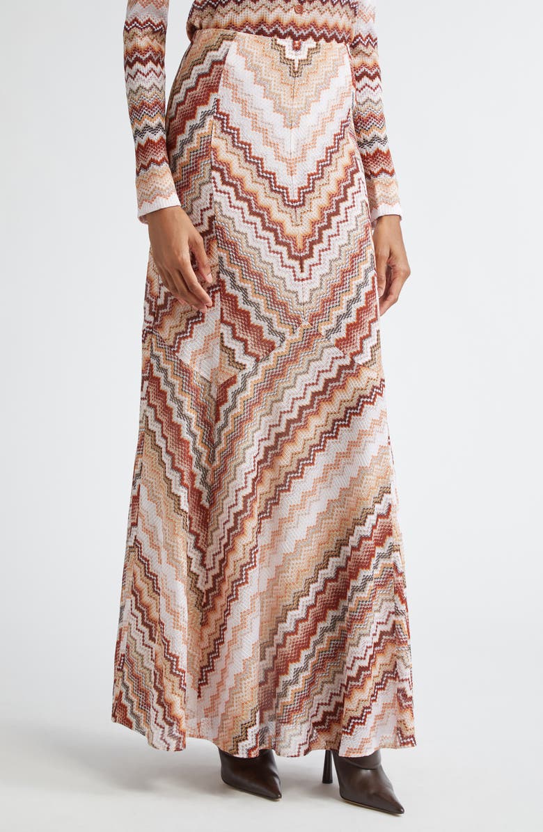 Missoni Metallic Zigzag Maxi Skirt, Alternate, color,