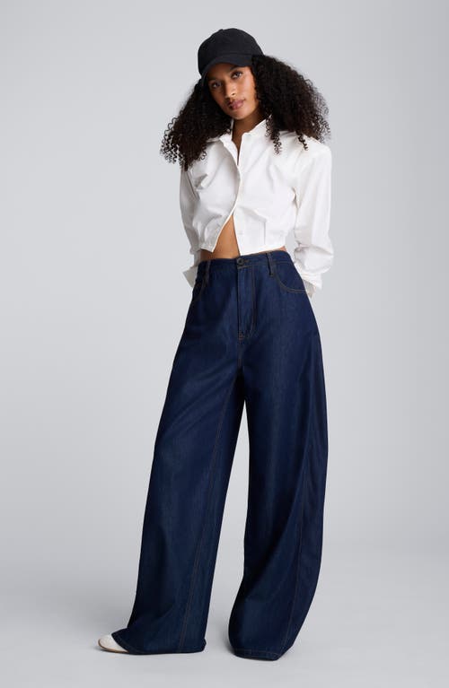 Kenneth Cole Strong Shoulder Cropped Poplin Button Front Shirt In White