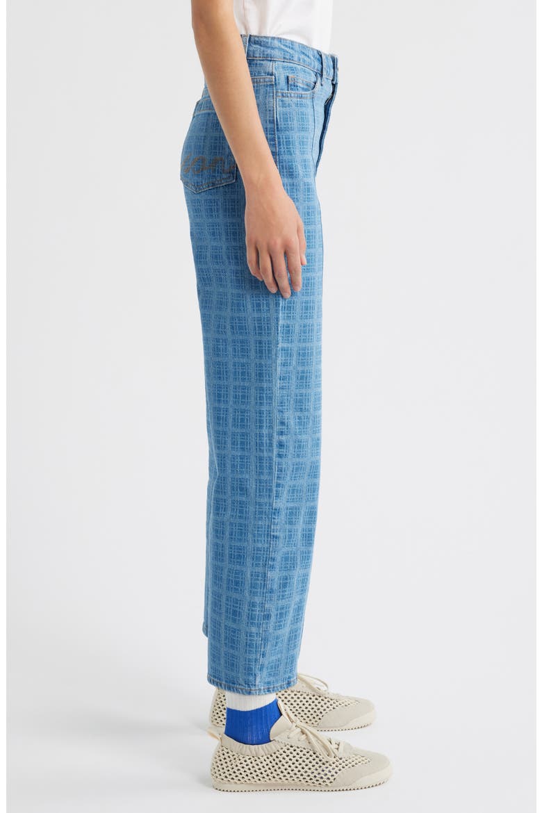 Tovie Laser Check Mid Rise Ankle Straight Leg Jeans, Alternate, color, BLUE