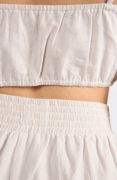 Viens Avec Moi Everyday Stripe Cotton Mini Top In Brown