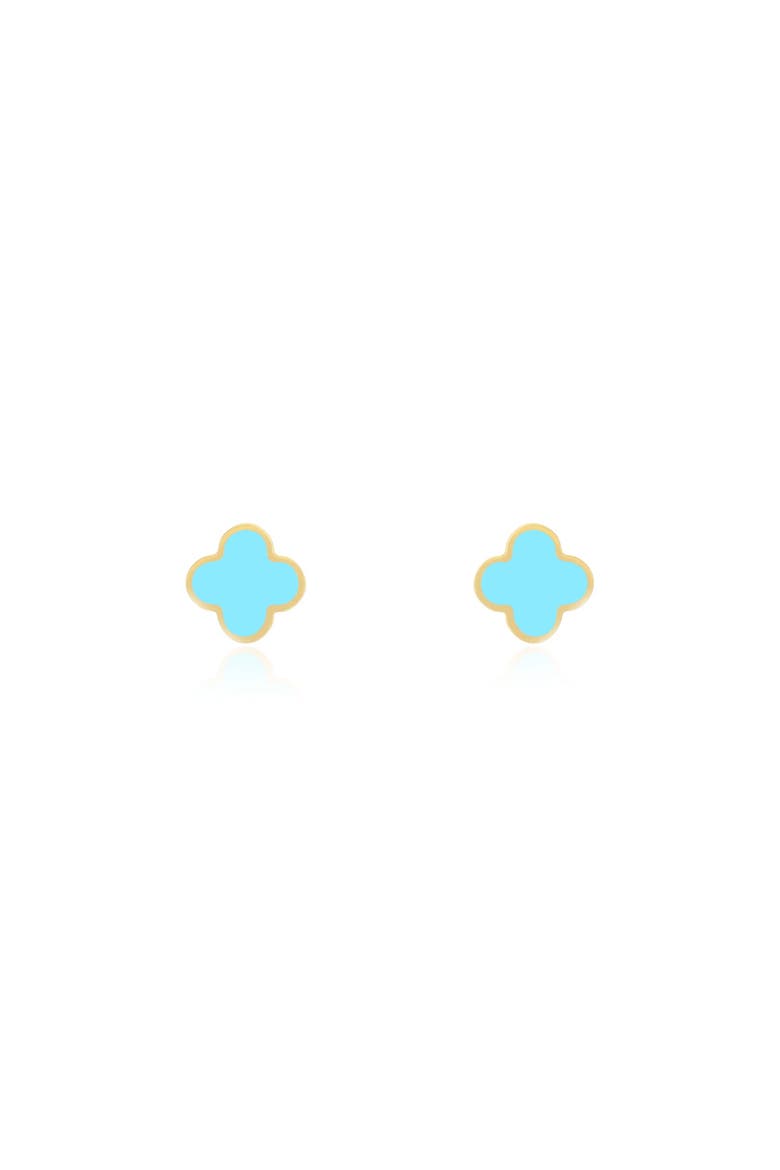 Mini Turquoise Clover Stud Earrings, Alternate, color, Turquoise