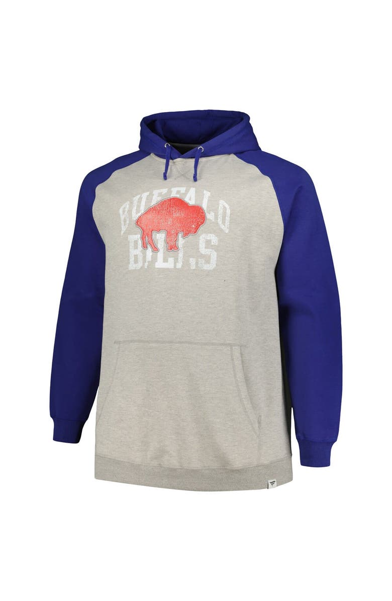 PROFILE Men's Profile Heather Gray/Royal Buffalo Bills Big & Tall Favorite Arch Throwback Raglan Pullover Hoodie, Alternate, color, 