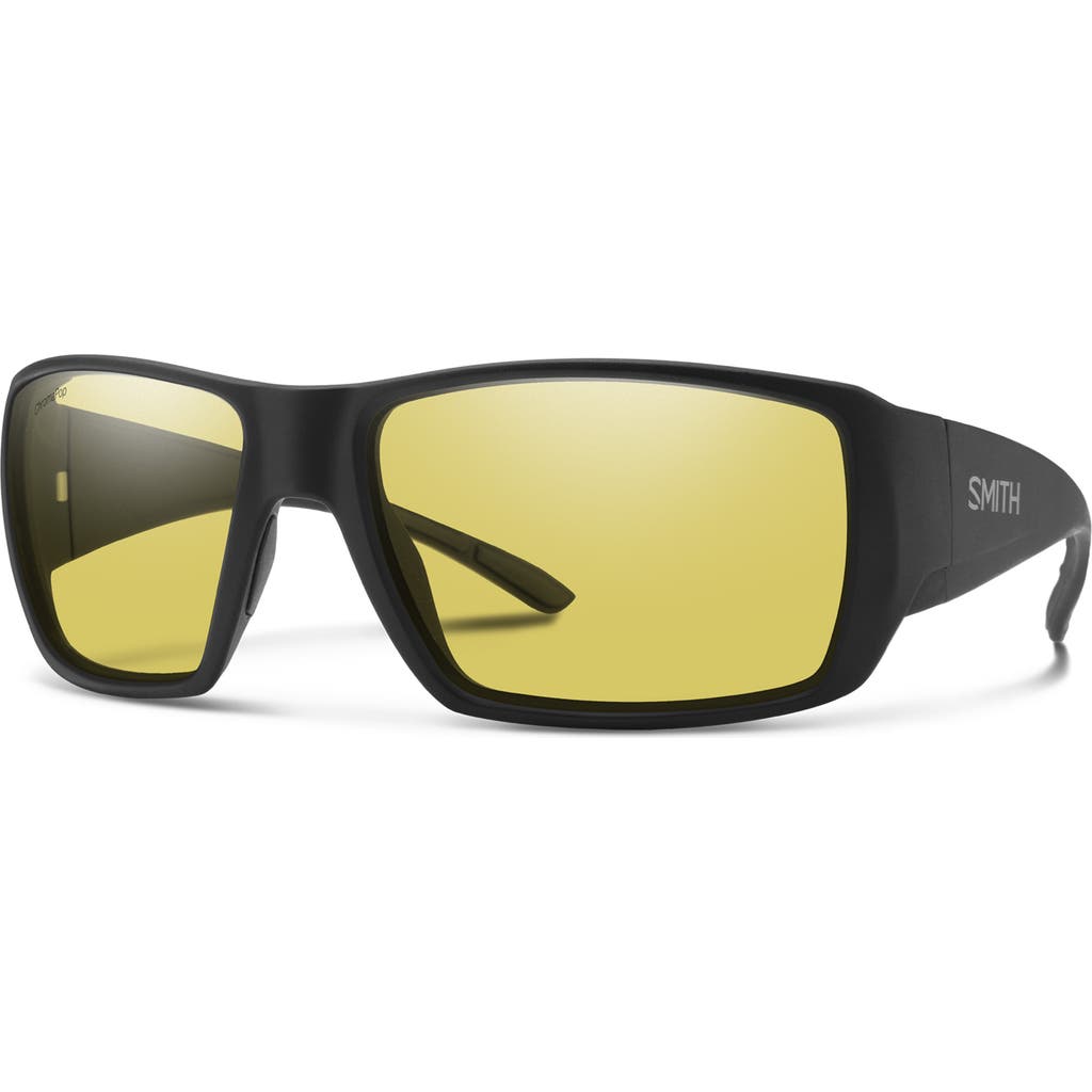 Smith Guides Choice Xl 63mm Chromapop™ Polarized Oversize Square Sunglasses In Black/low Light Yellow