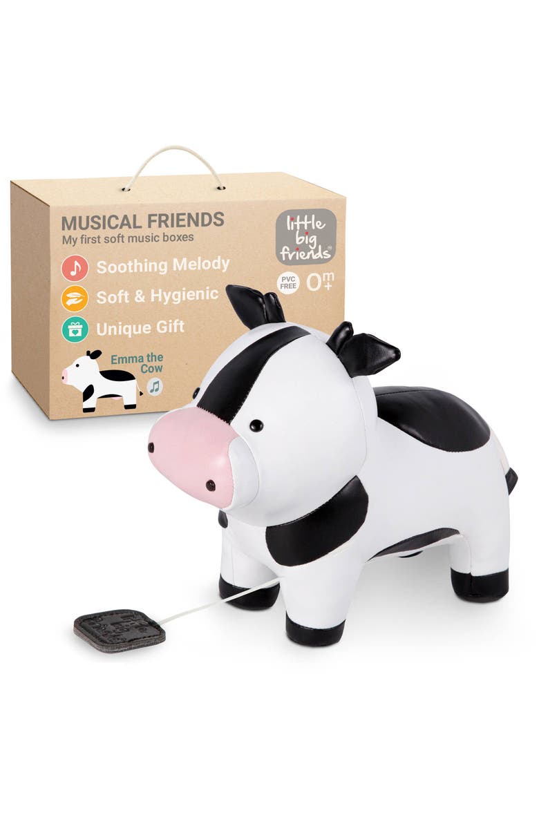 Little Big Friends Musical Animals - Cow, Plush Baby Music Box, Nursery Toy, Alternate, color, White