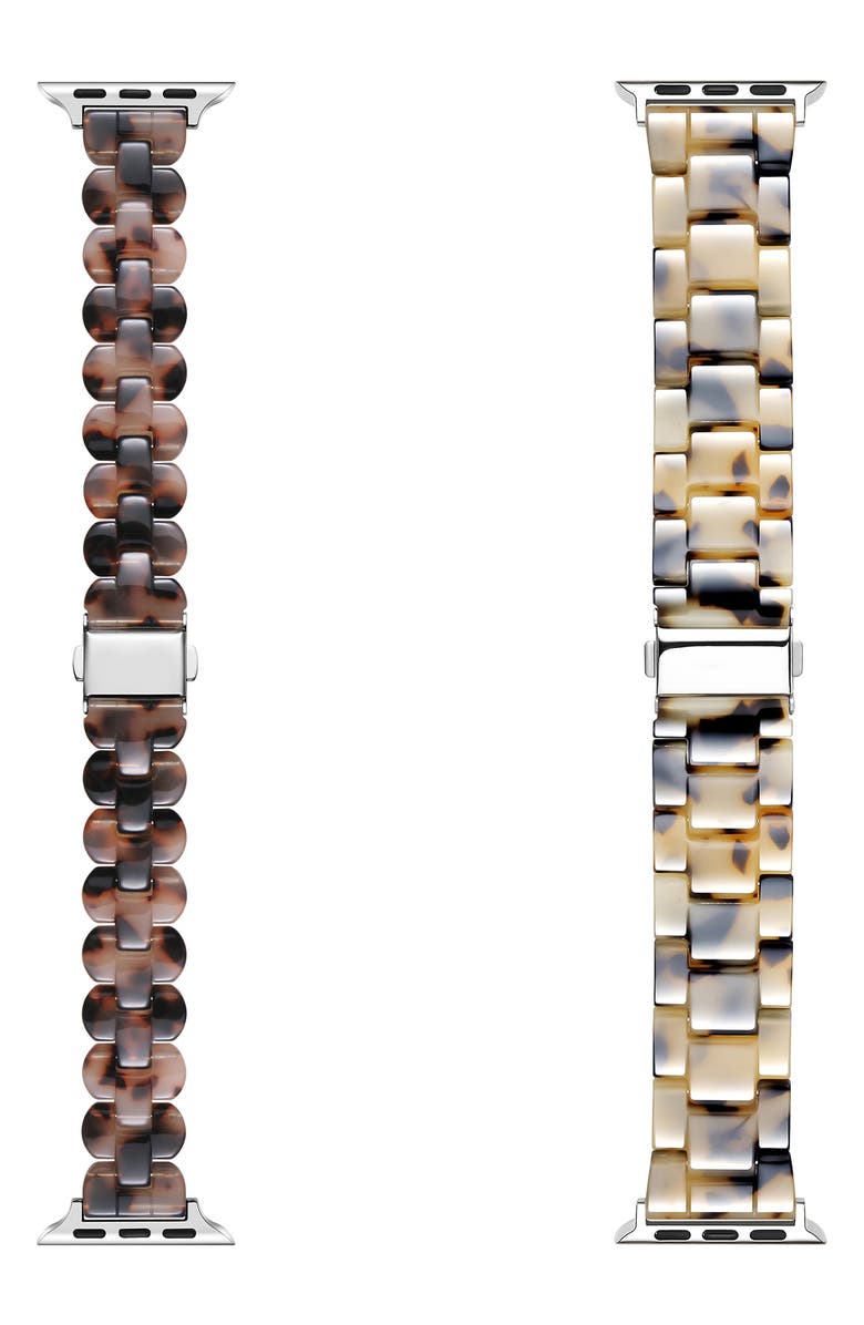 The Posh Tech Assorted 2-Pack Resin Apple Watch<sup>®</sup> Watchbands, Main, color, Dark Tortoise/ Light Tortoise