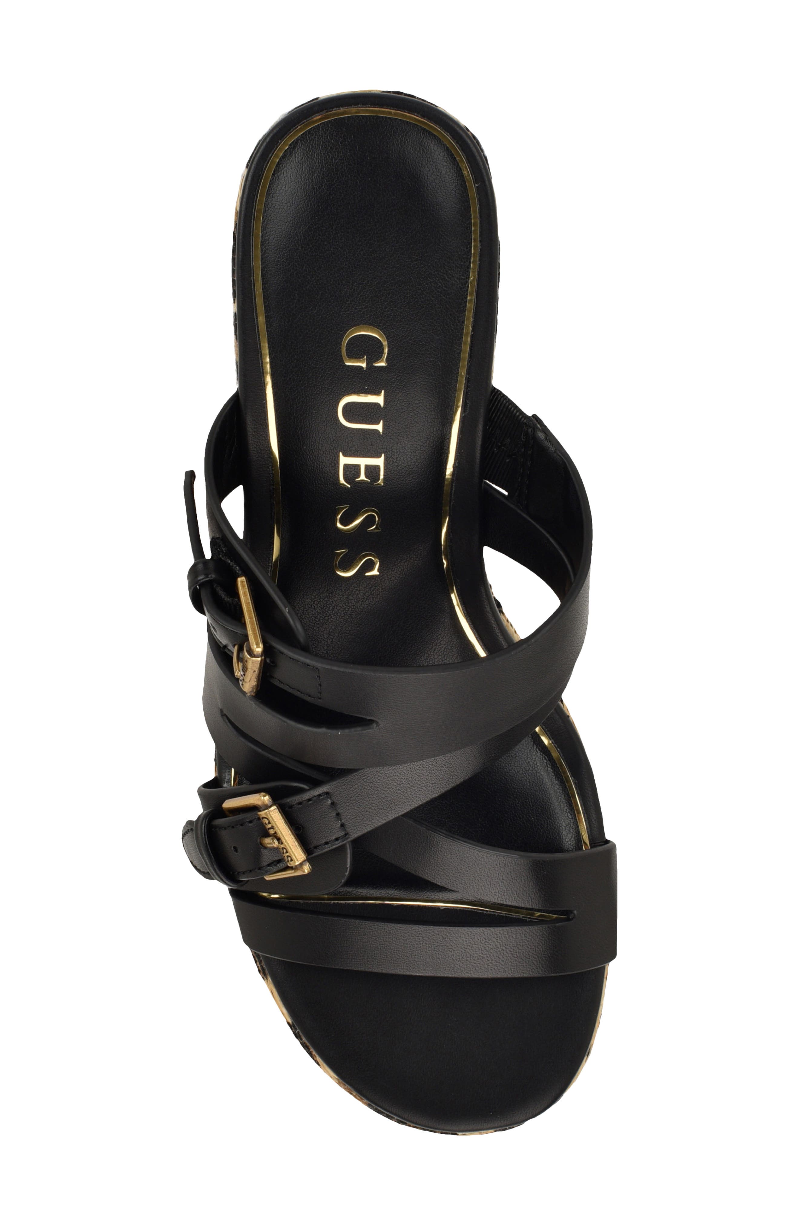 GUESS Nailah Platform Wedge Sandal, Alternate, color, Black