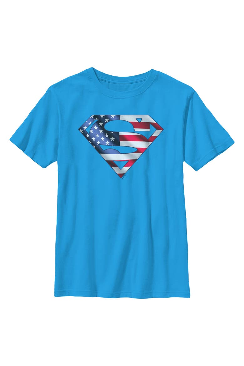 Boy's Superman American Shield Logo  Graphic T-Shirt, Main, color, Sapphire