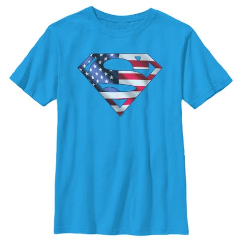 Boy's Superman American Shield Logo  Graphic T-Shirt