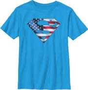 SUPERMAN Boy's Superman American Shield Logo  Graphic T-Shirt