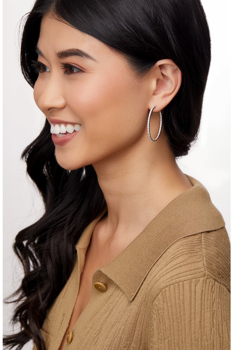 Audrey Diamond Inside Out Hoop Earrings, Alternate, color, WHITE