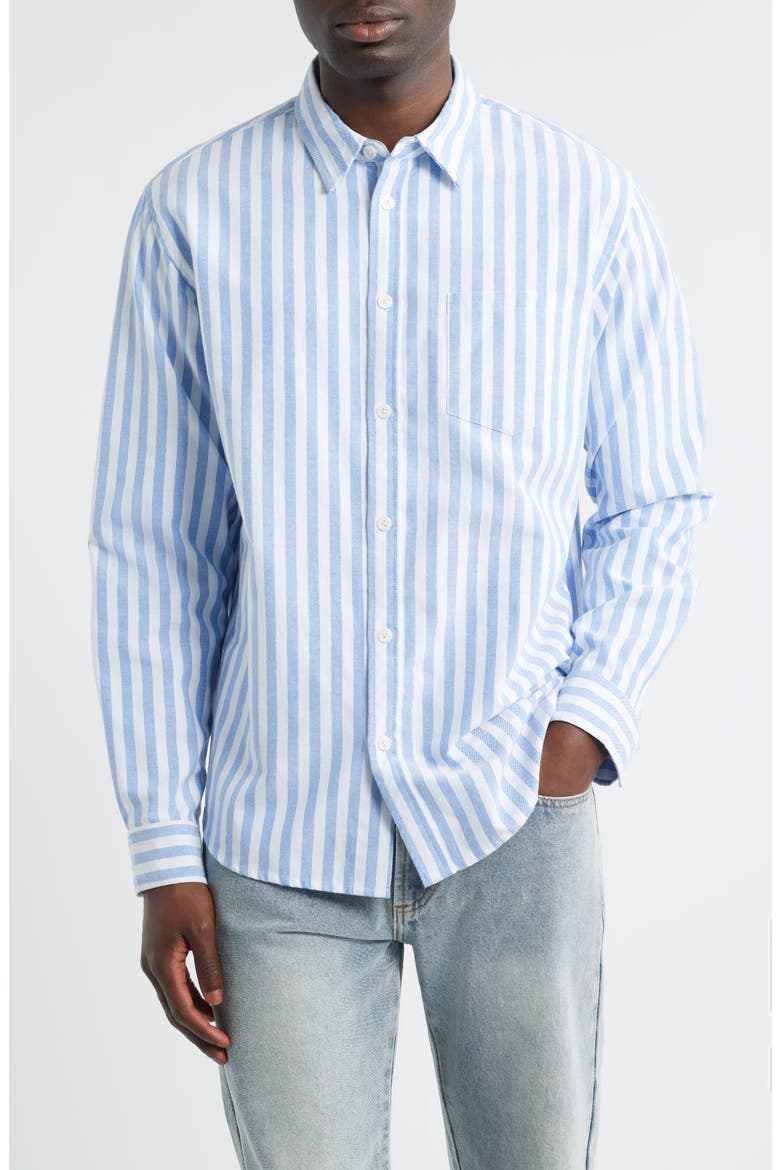 Directors Oxford Button-Up Shirt, Main, color, BLUE STRIPE