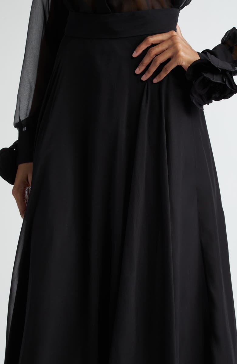 Dolce&Gabbana Silk Chiffon Circle Skirt, Alternate, color, Nero