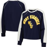 GAMEDAY COUTURE Women's Gameday Couture Navy West Virginia Mountaineers Blindside Raglan Cropped Pullover Sweatshirt