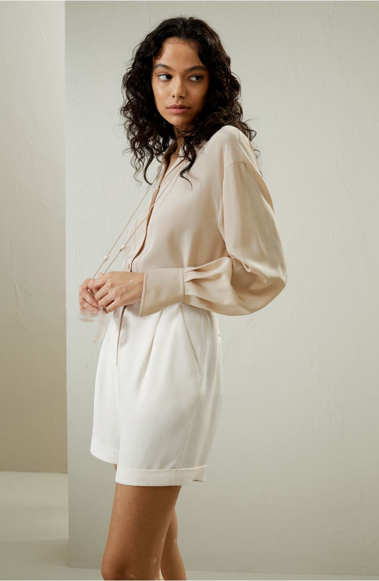 Lilysilk Tie-Detailed Silk Blouse, Alternate, color, Ivory Cream