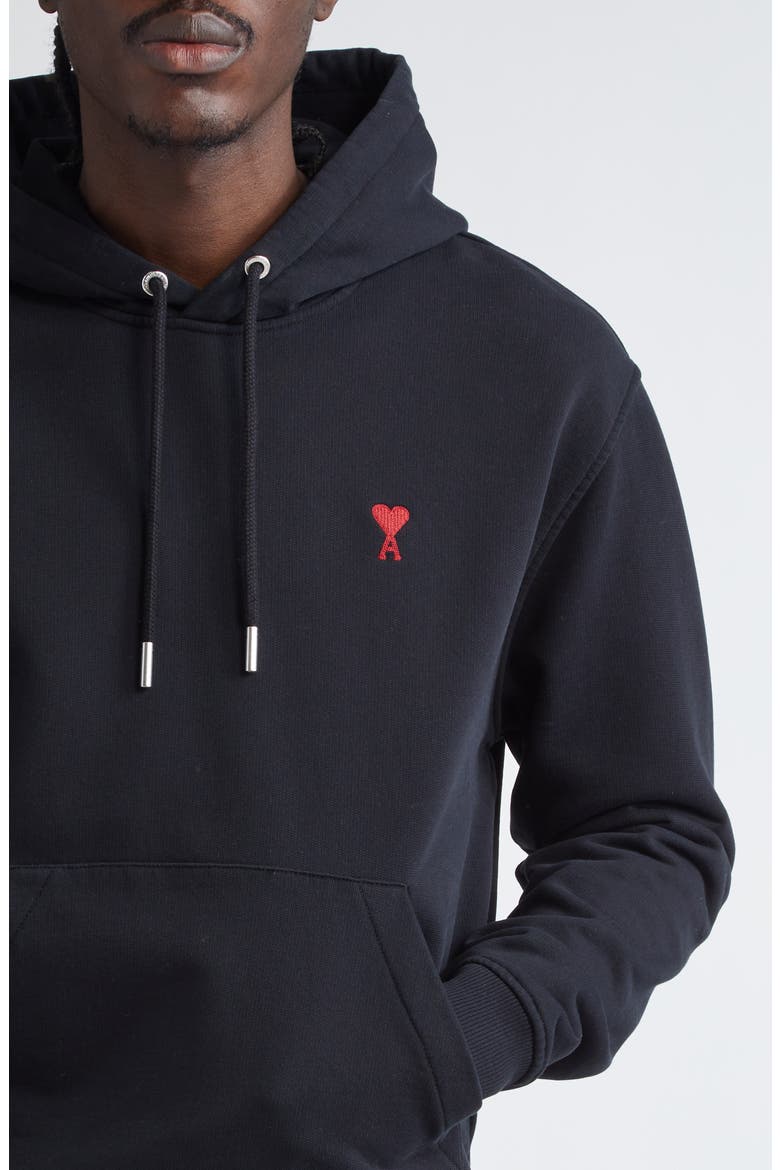 Embroidered Ami De Coeur Cotton Hoodie, Alternate, color, 001 NOIR