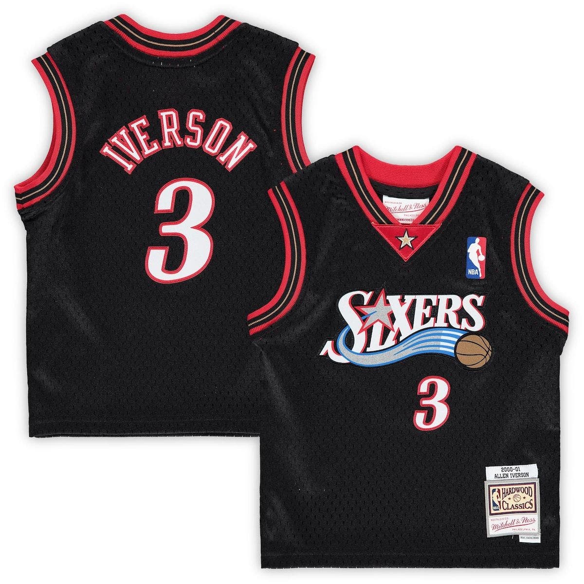 Infant Mitchell & Ness Allen Iverson Black Philadelphia 76ers 2000