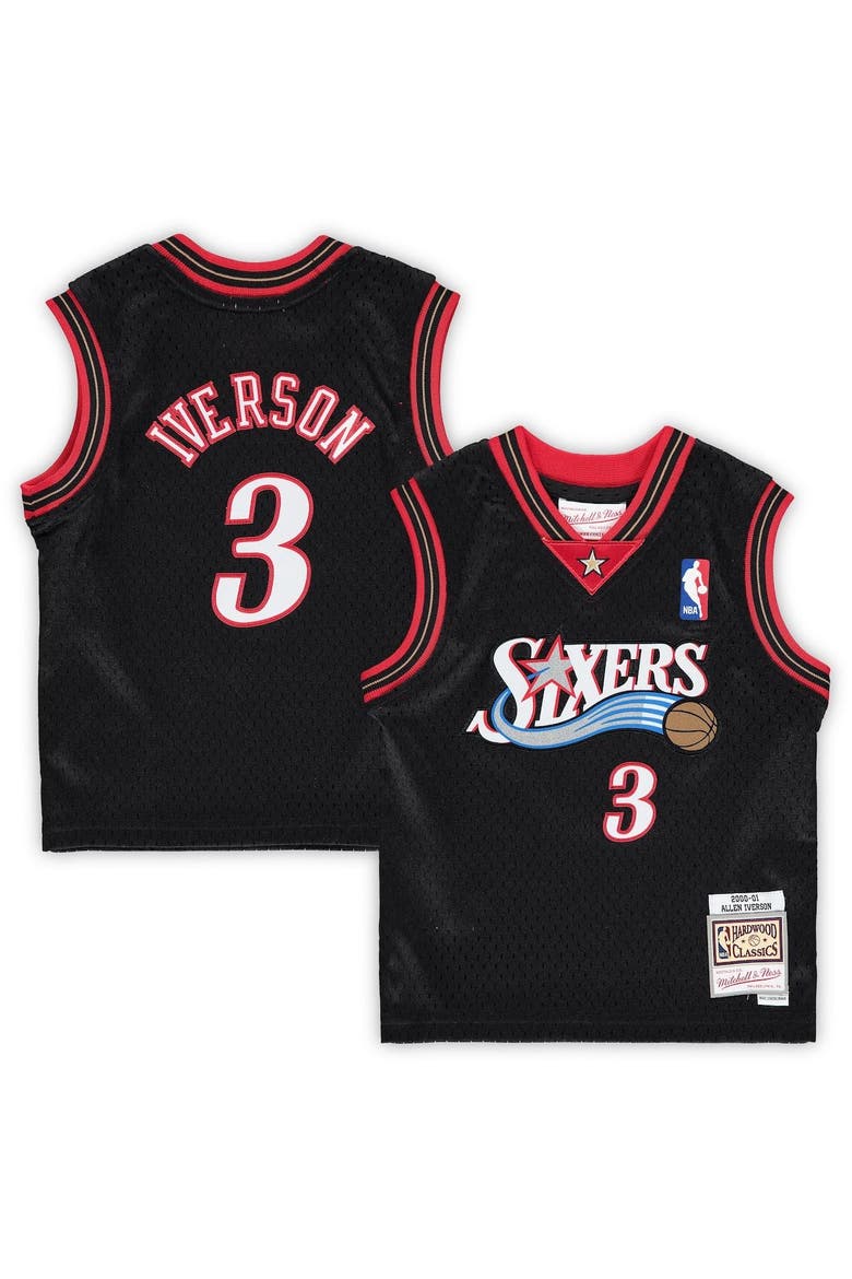 Infant Mitchell & Ness Allen Iverson Black Philadelphia 76ers 2000/01 Hardwood Classics Retired Player Jersey, Main, color, BLACK